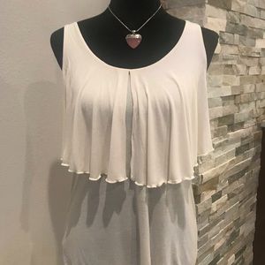 Ann Taylor LOFT Ruffled Tank Off White Size Small